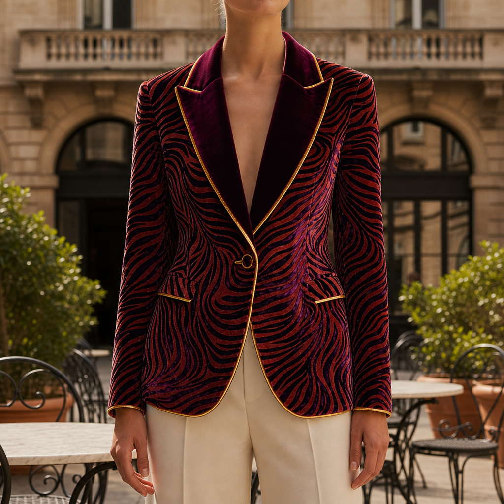 Comillas Velvet Zebra Print Blazer