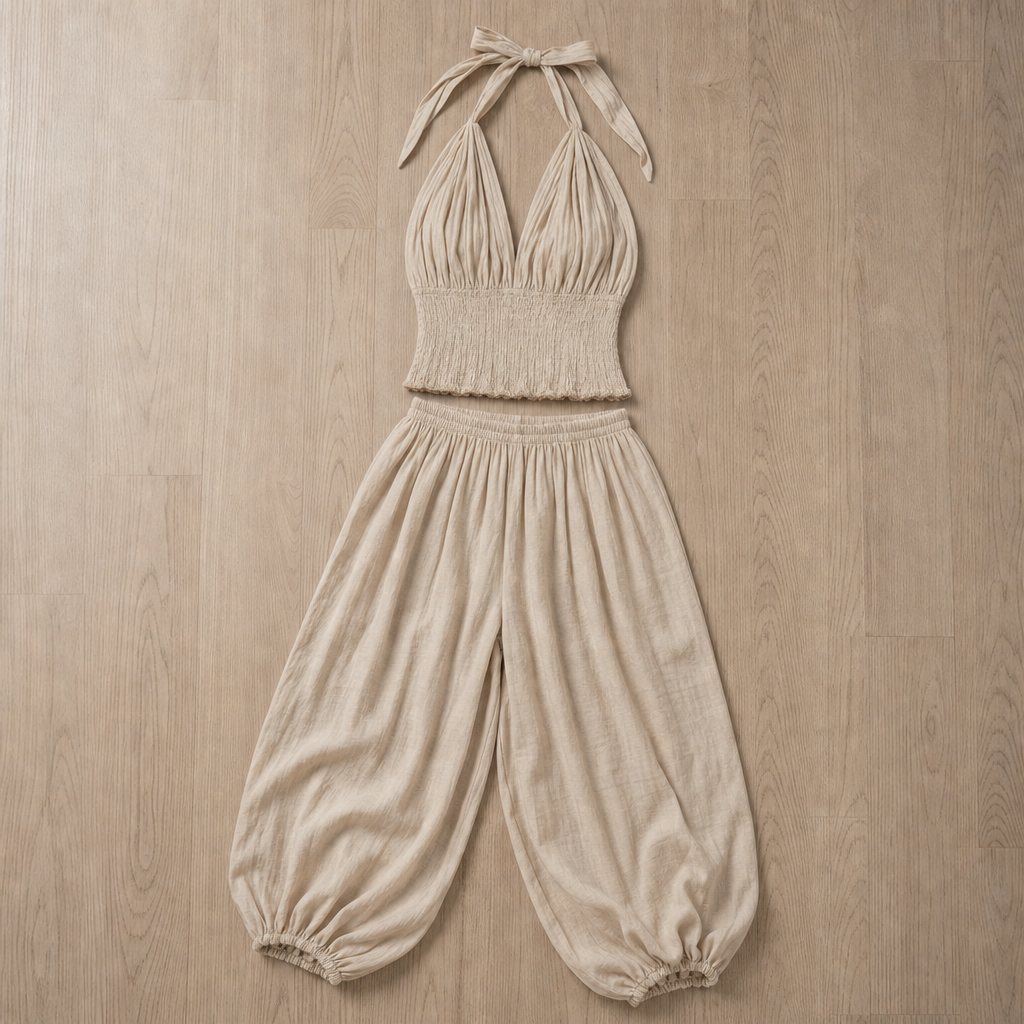 Ikaria Smocked Halter Harem Set
