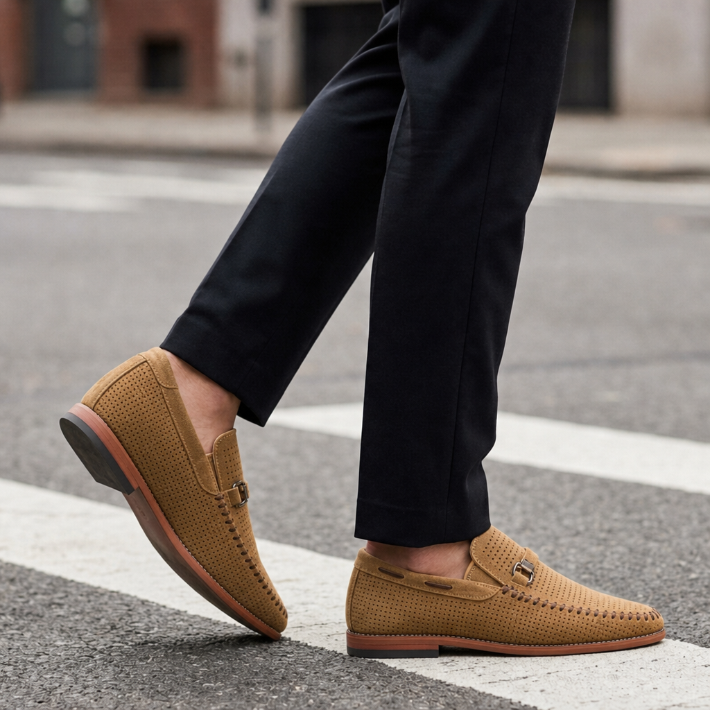 Perpignan Perforated Suede Loafers