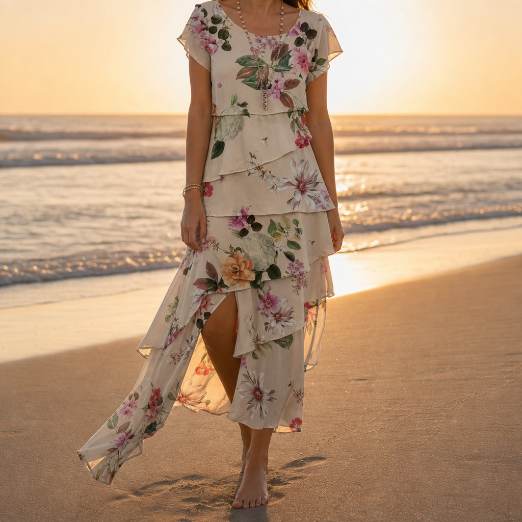 Nerja Floral Tiered Cascade Dress