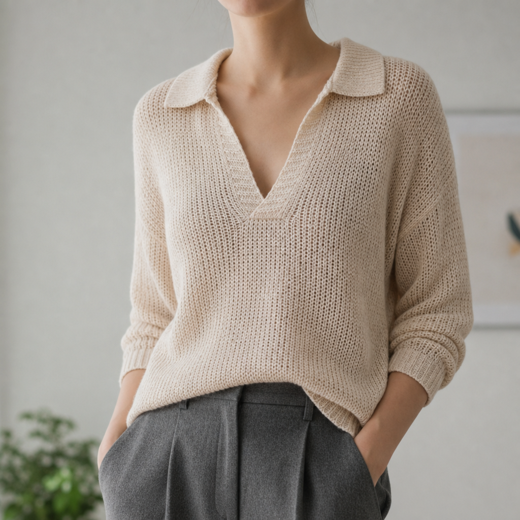 Oviedo Collared Knit Sweater Top