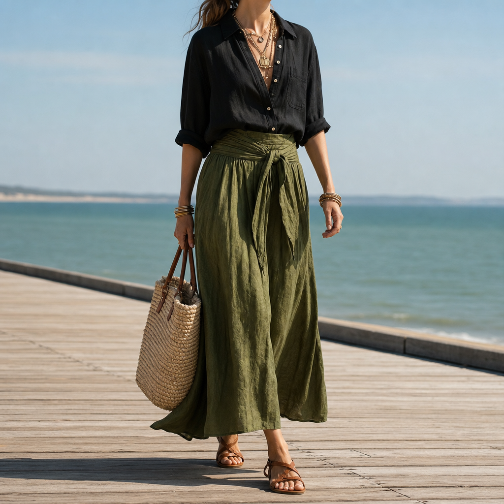 Beaulieu Linen Shirt Skirt Set