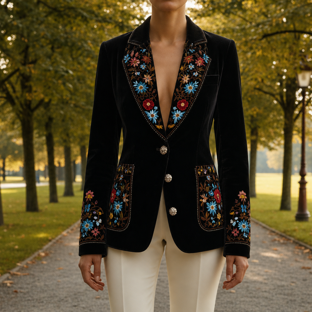 Rimini Floral Embroidered Velvet Blazer
