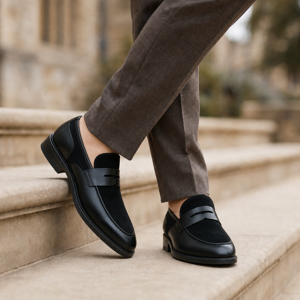 Paphos Leather Suede Loafers