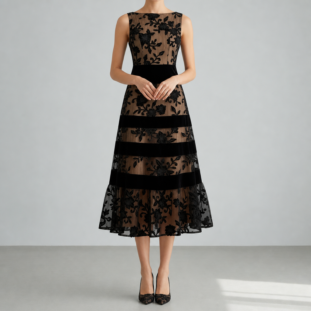Montepulciano Floral Embroidered Midi Dress