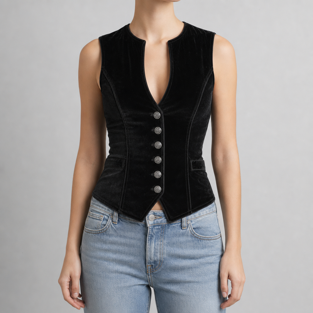 Bilbao Velvet Button Vest