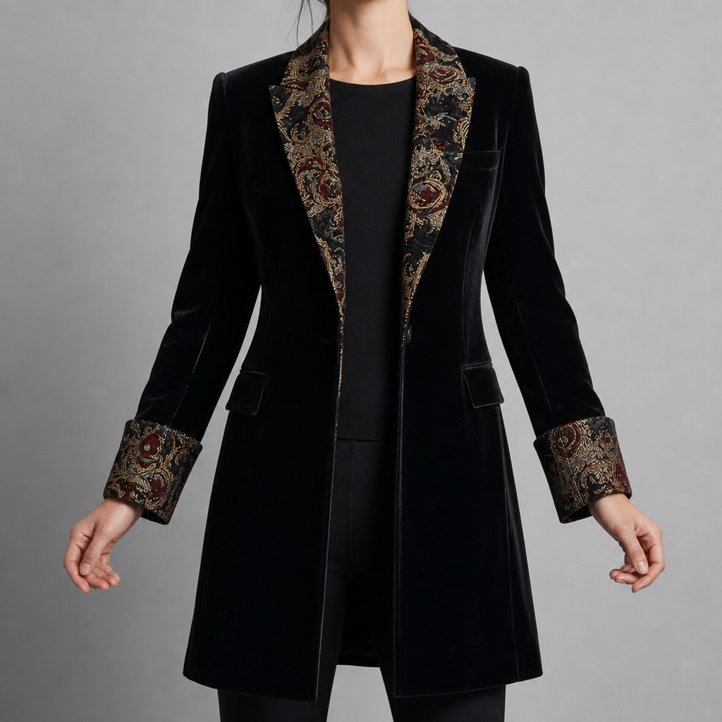 Estoril Baroque Velvet Longline Blazer