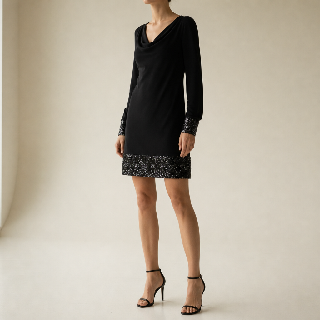 Trani Sequin Trim Mini Dress