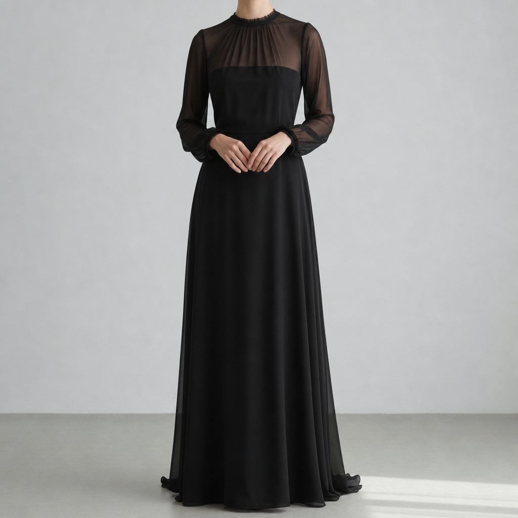 Leros Sheer Sleeve Maxi Dress