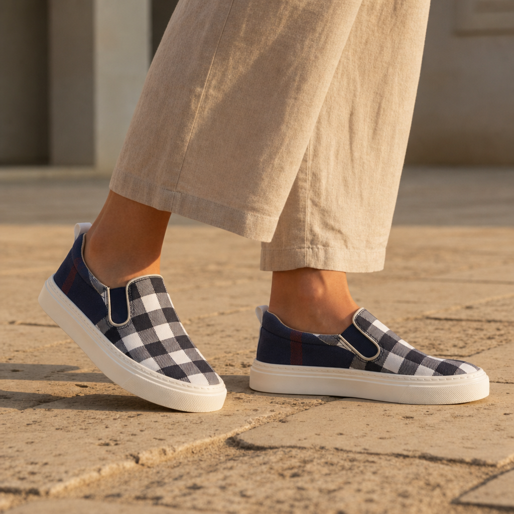 Sliema Plaid Canvas Slip-Ons