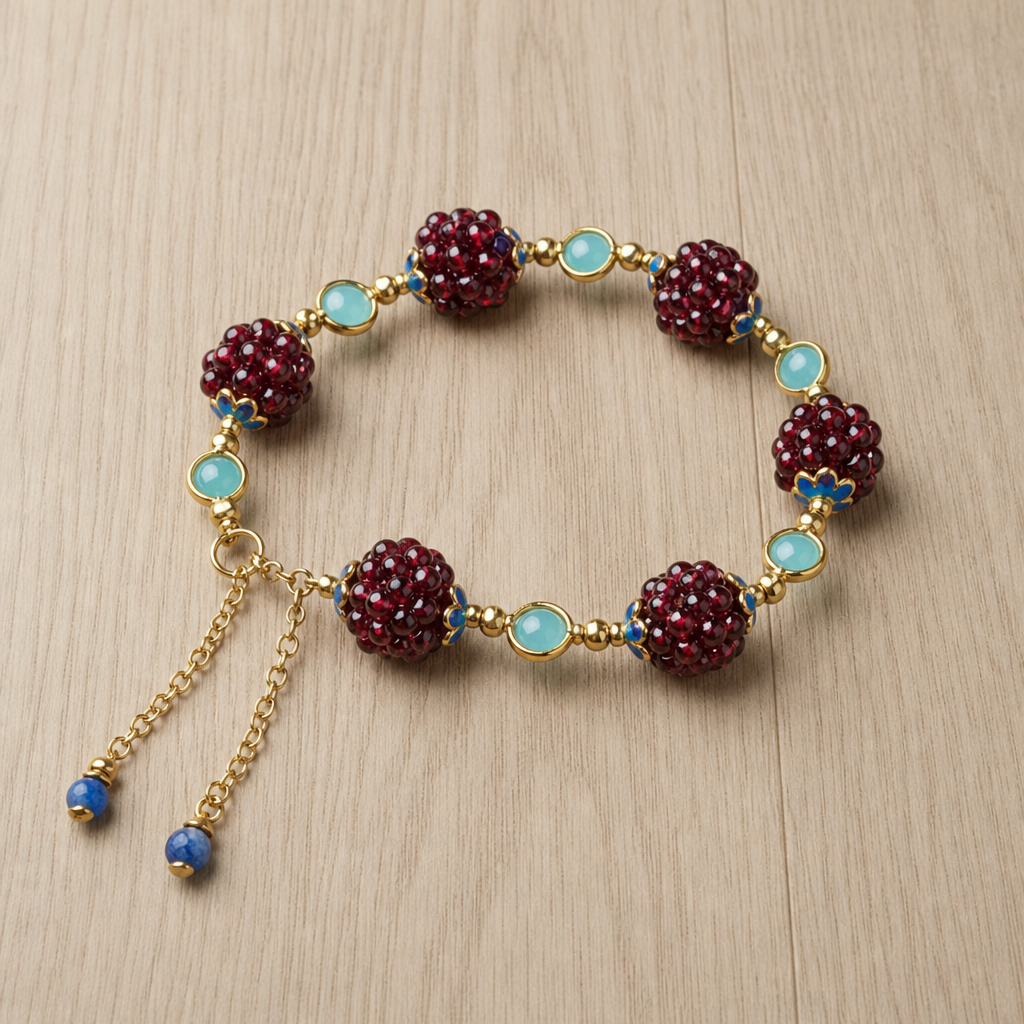 Valencia Garnet Crystal Cluster Bracelet