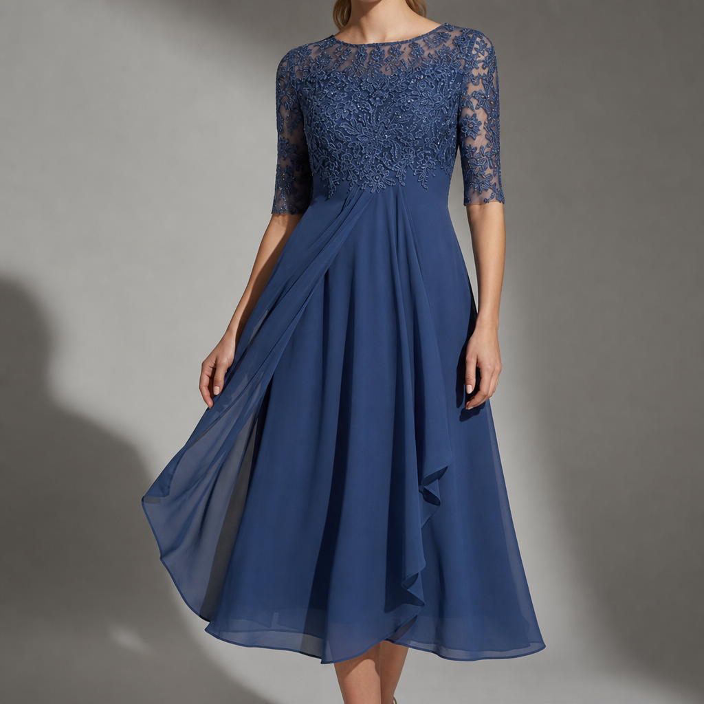 Sagres Lace Chiffon Midi Dress