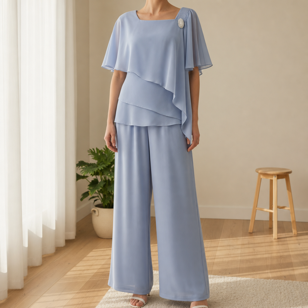 Deia Layered Chiffon Trouser Set
