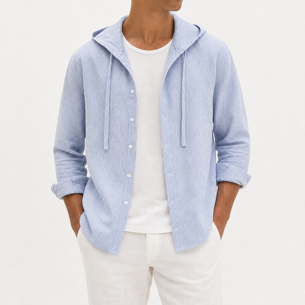 Ston Striped Hooded Linen Shirt