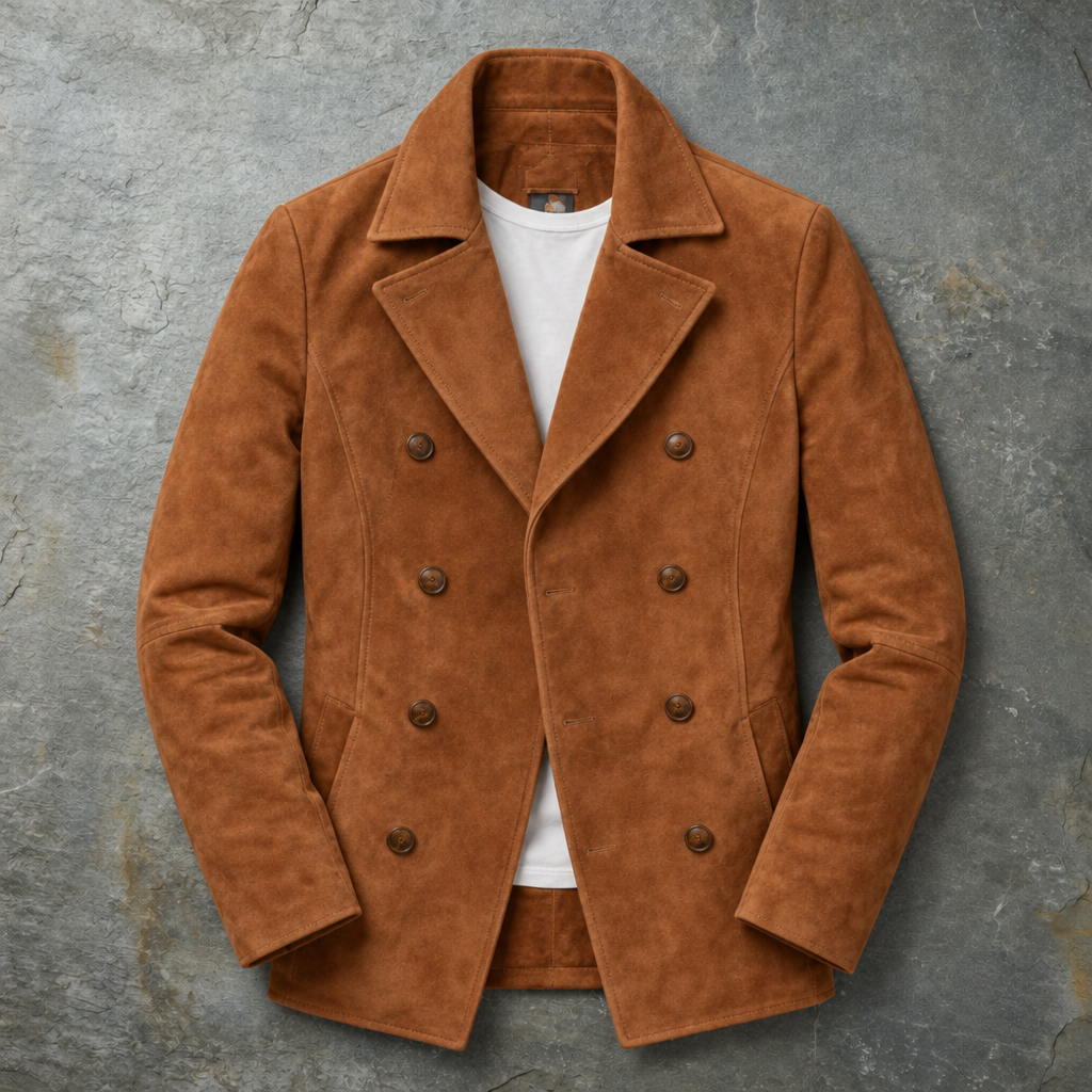 Rapallo Suede Double-Breasted Peacoat
