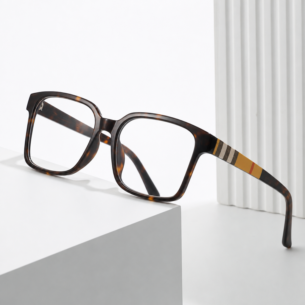 Kalymnos Square Striped Temple Glasses
