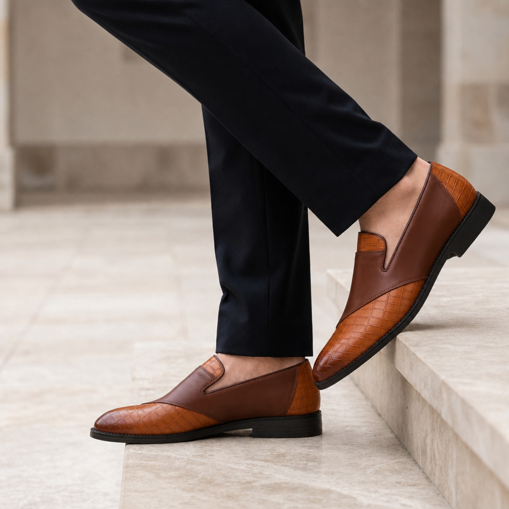 Pienza Croc Embossed Loafers