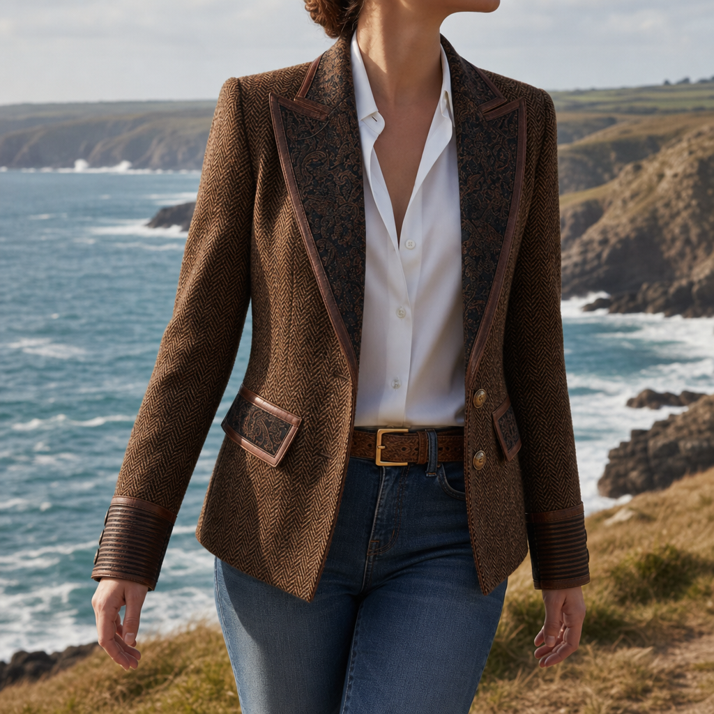 Treviso Herringbone Tweed Blazer