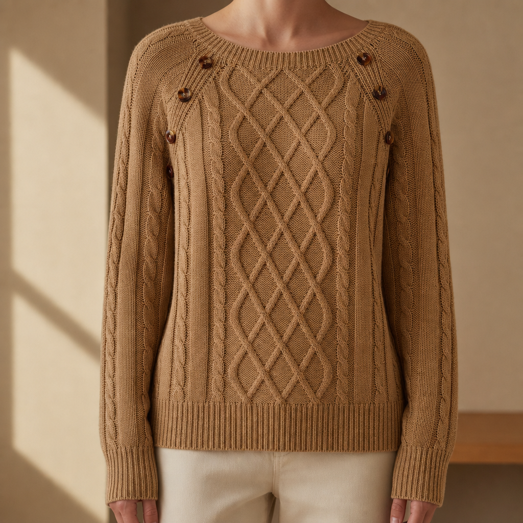 Porquerolles Cable Knit Button Sweater