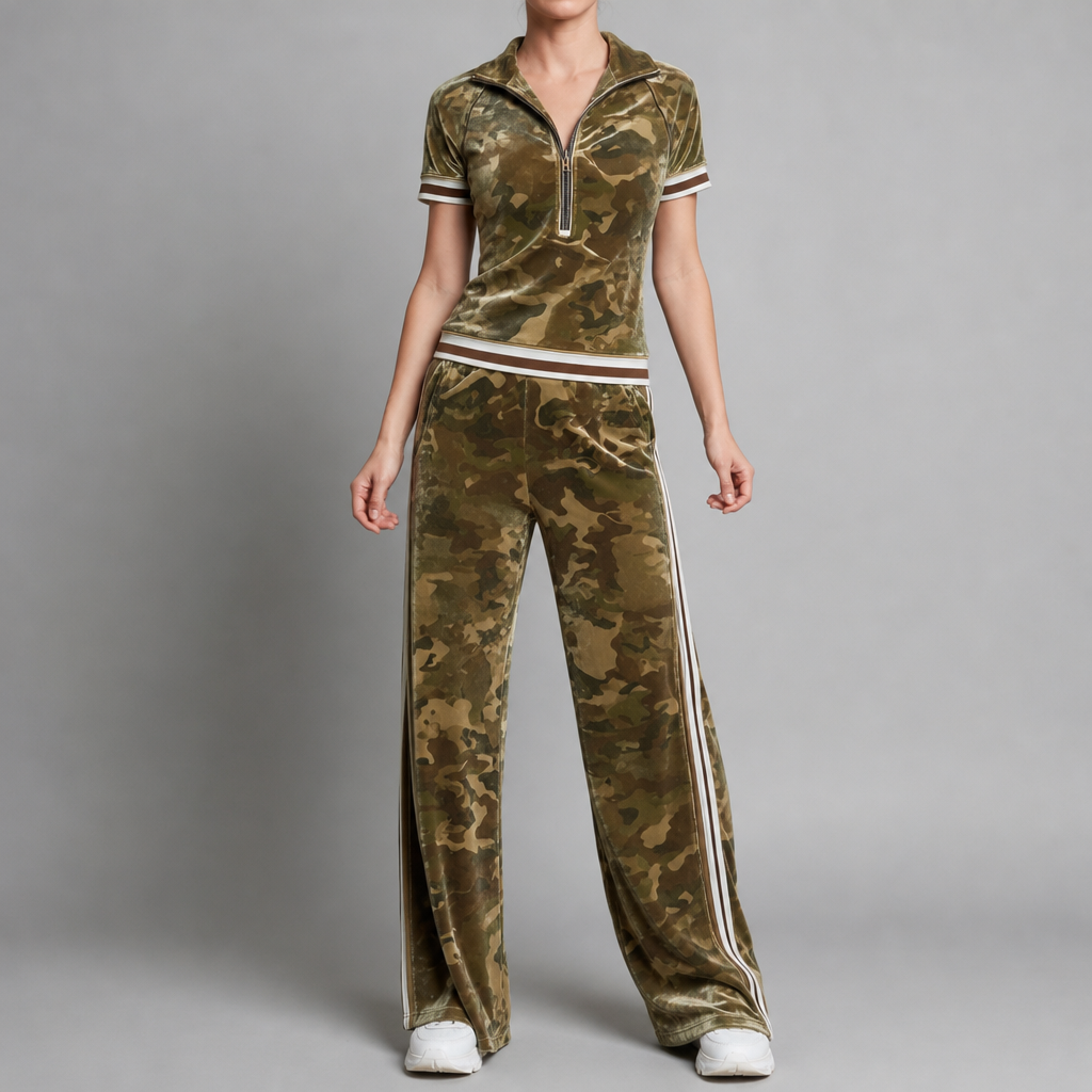 Thassos Camo Velvet Tracksuit Set