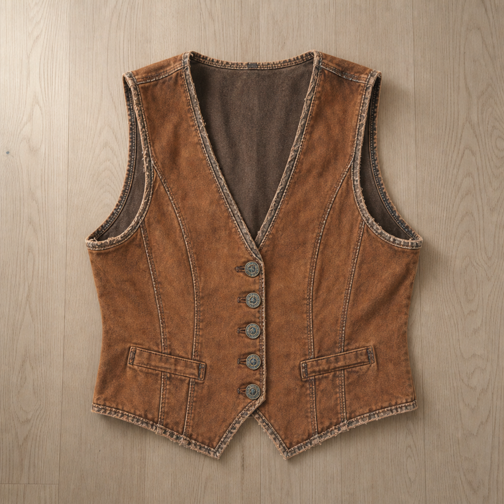 Figueres Washed Denim Button Vest