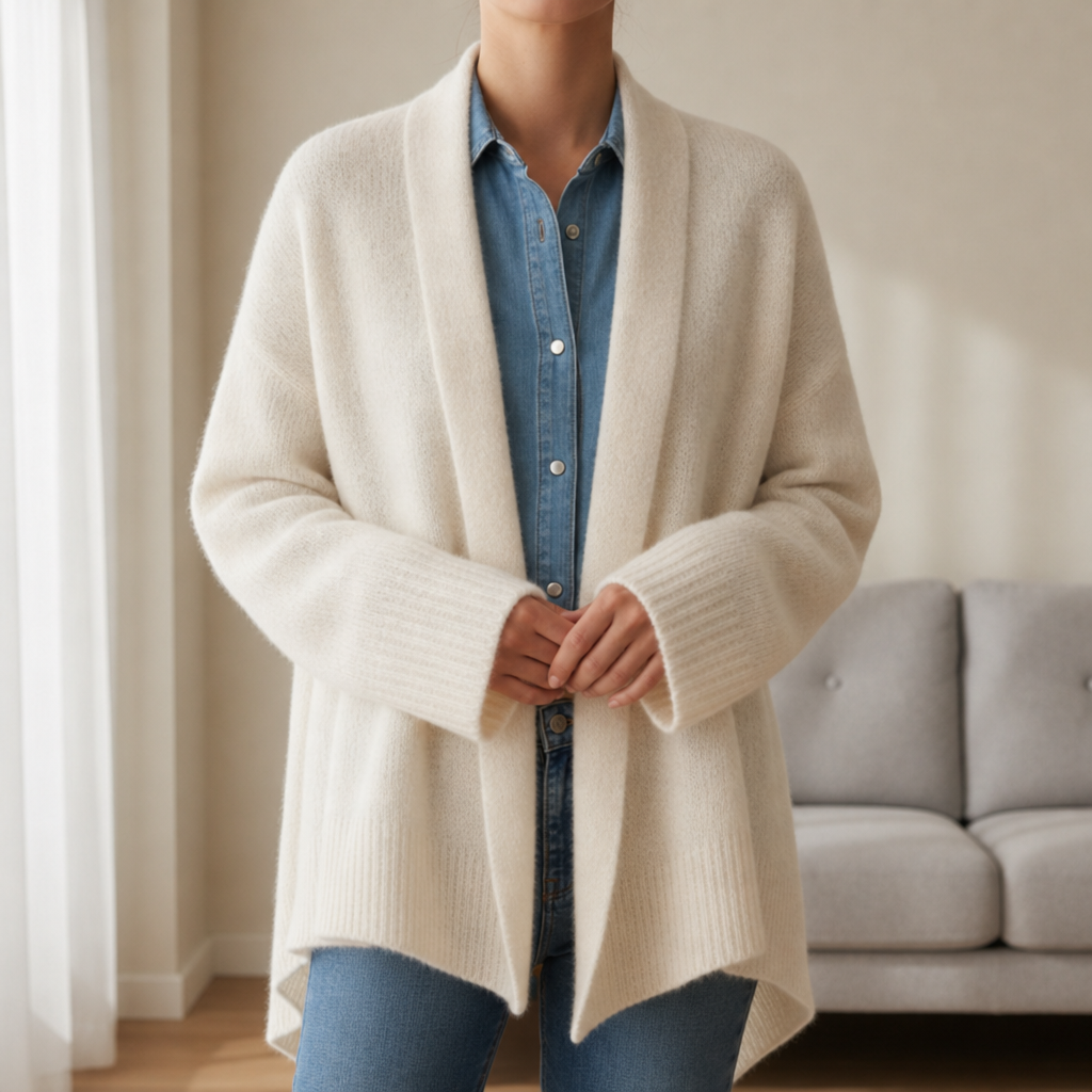 Thassos Wool Knit Shawl Cardigan