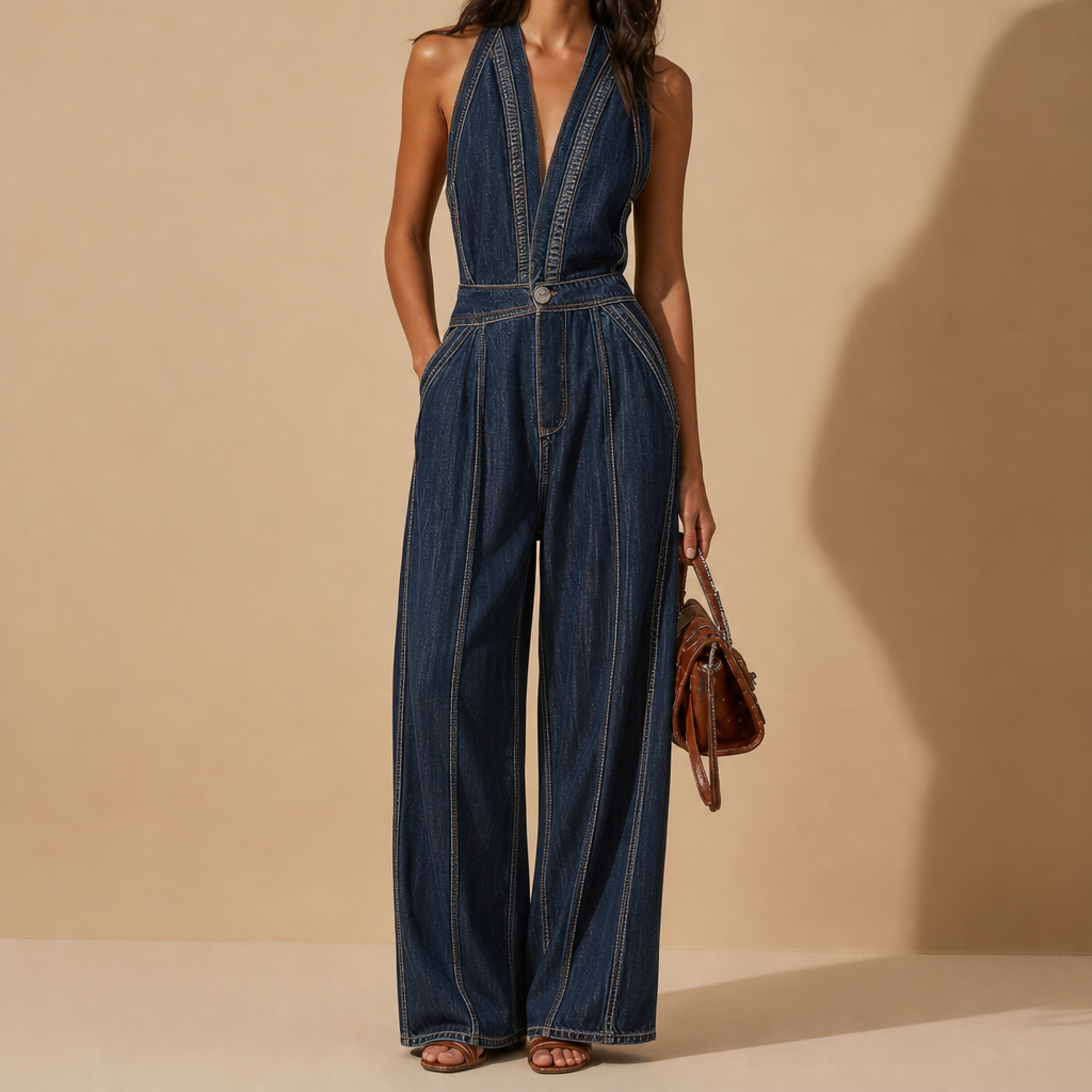 Hondarribia Wide-Leg Denim Jumpsuit