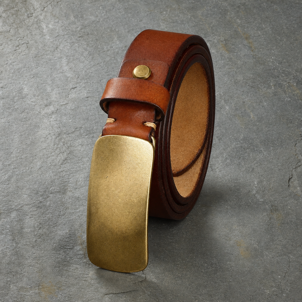 Ibiza Brass Buckle Leather Belt