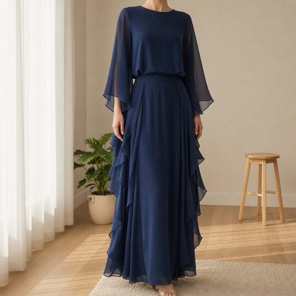Deia Ruffle Chiffon Maxi Dress