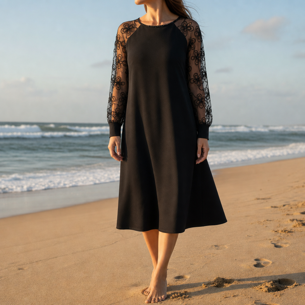 Jerez Lace Sleeve Midi Dress