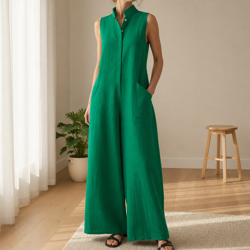 Kardamyli Linen Maxi Jumpsuit