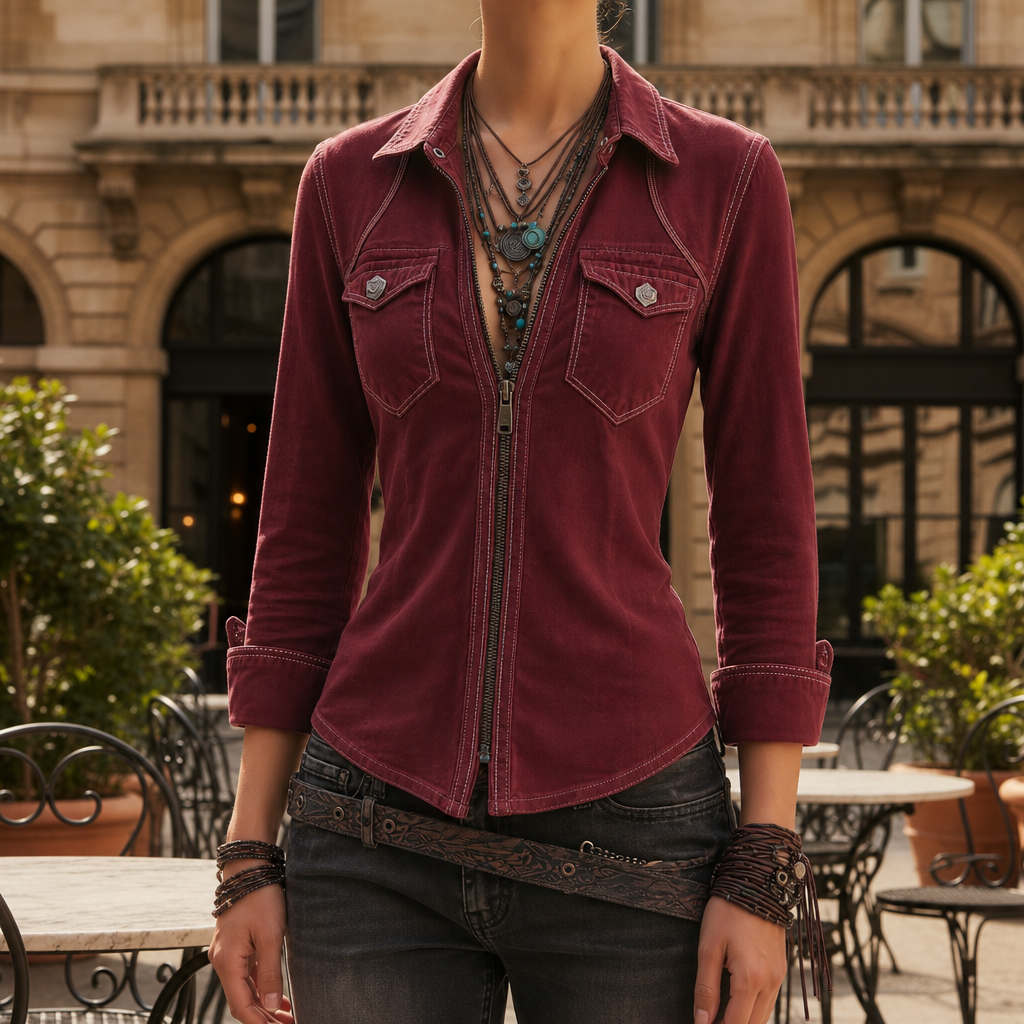 Formentor Zip-Up Denim Shirt