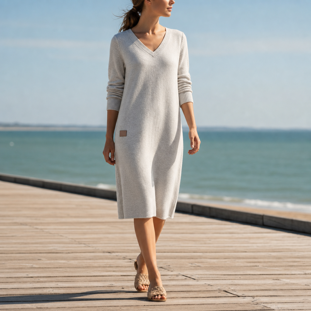 Formentera V-Neck Cozy Midi Dress
