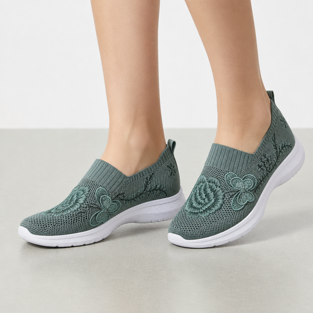 Valldemossa Embroidered Knit Slip-Ons