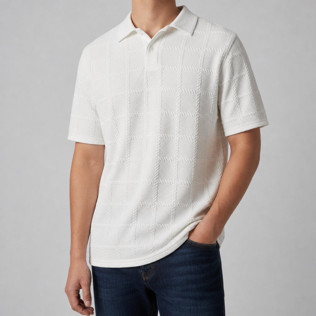 Split Textured Knit Polo