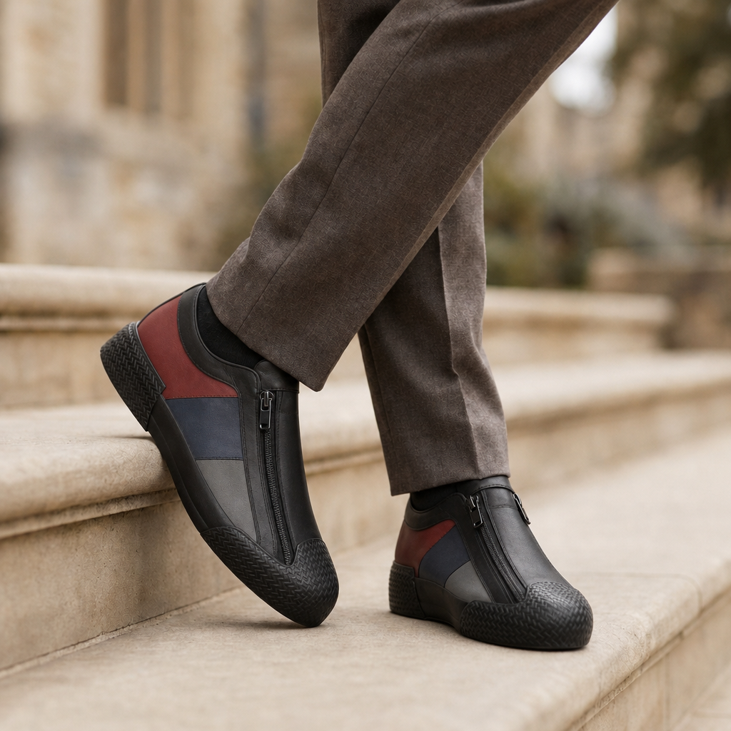 Alassio Leather Zip Sneakers