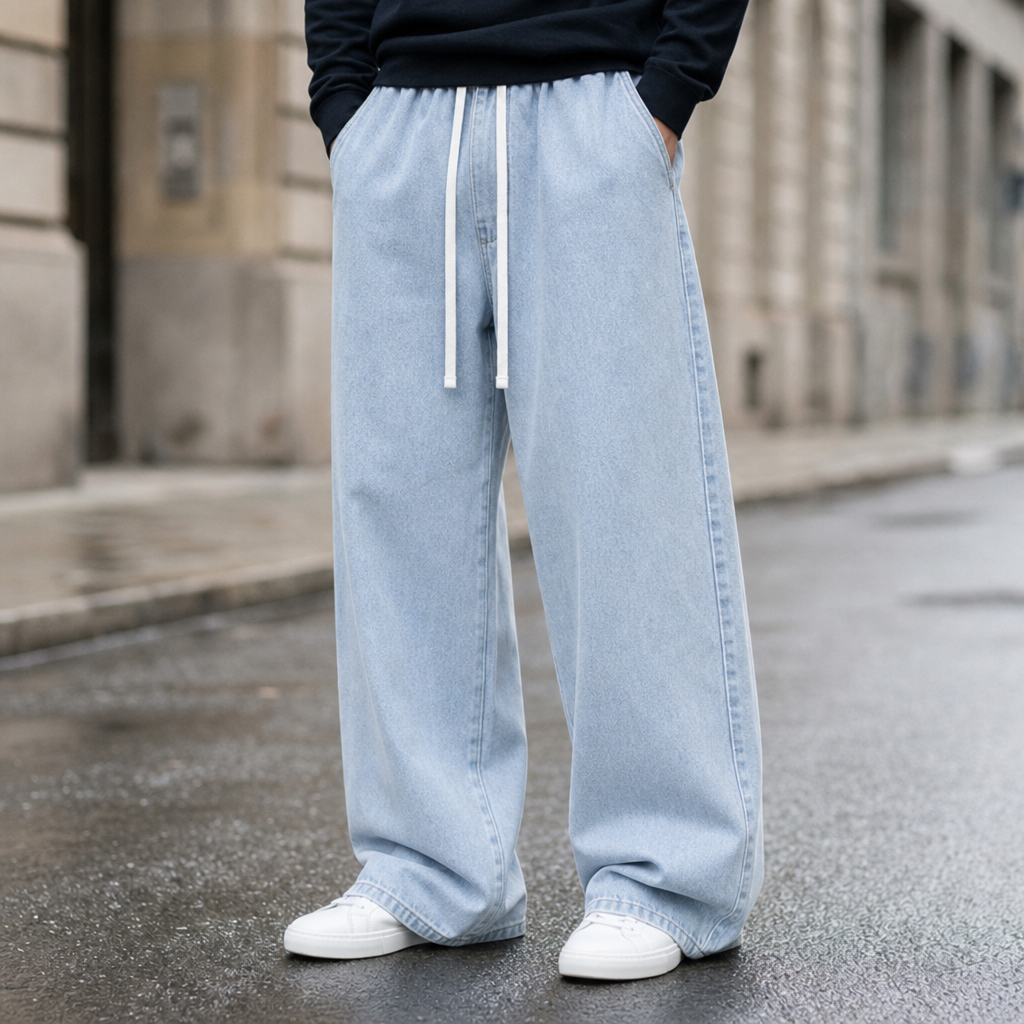 Peniscola Wide-Leg Drawstring Jeans