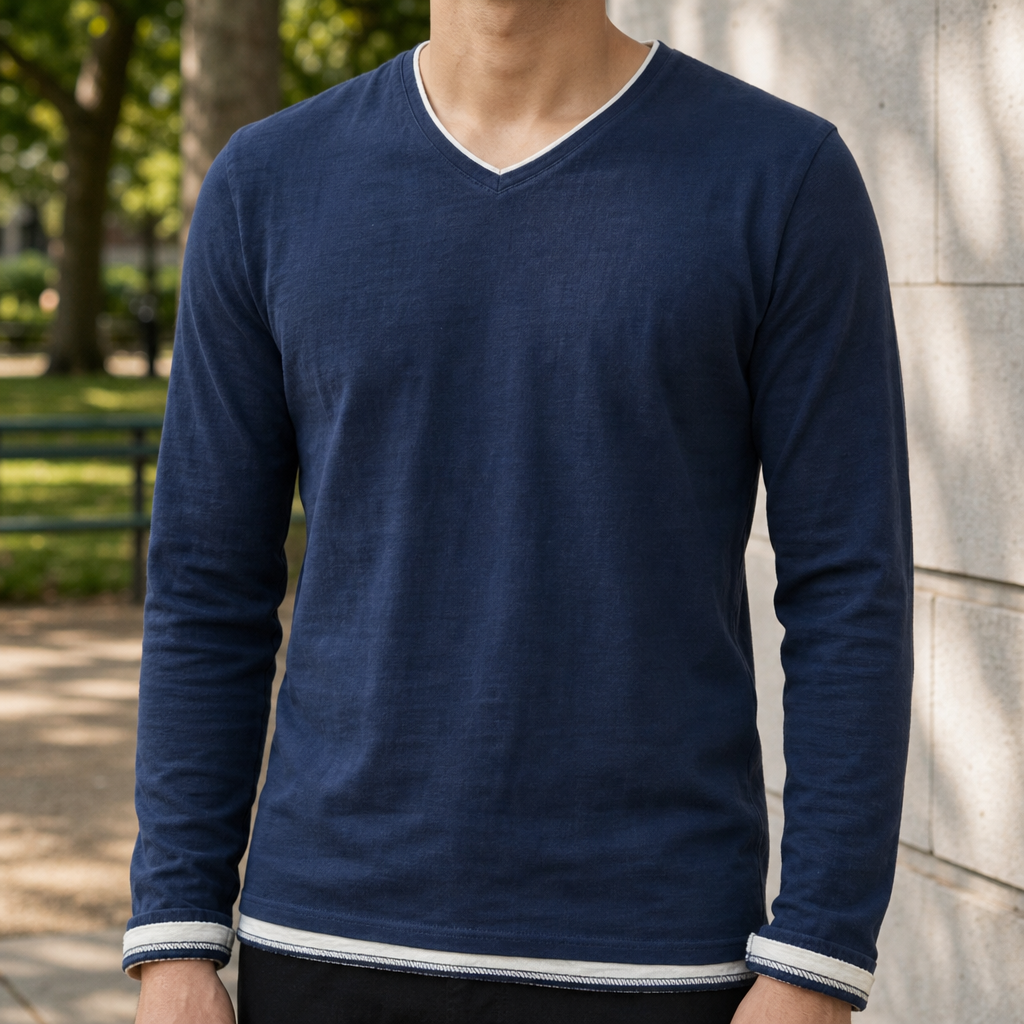 Cavtat Contrast Trim V-Neck Tee