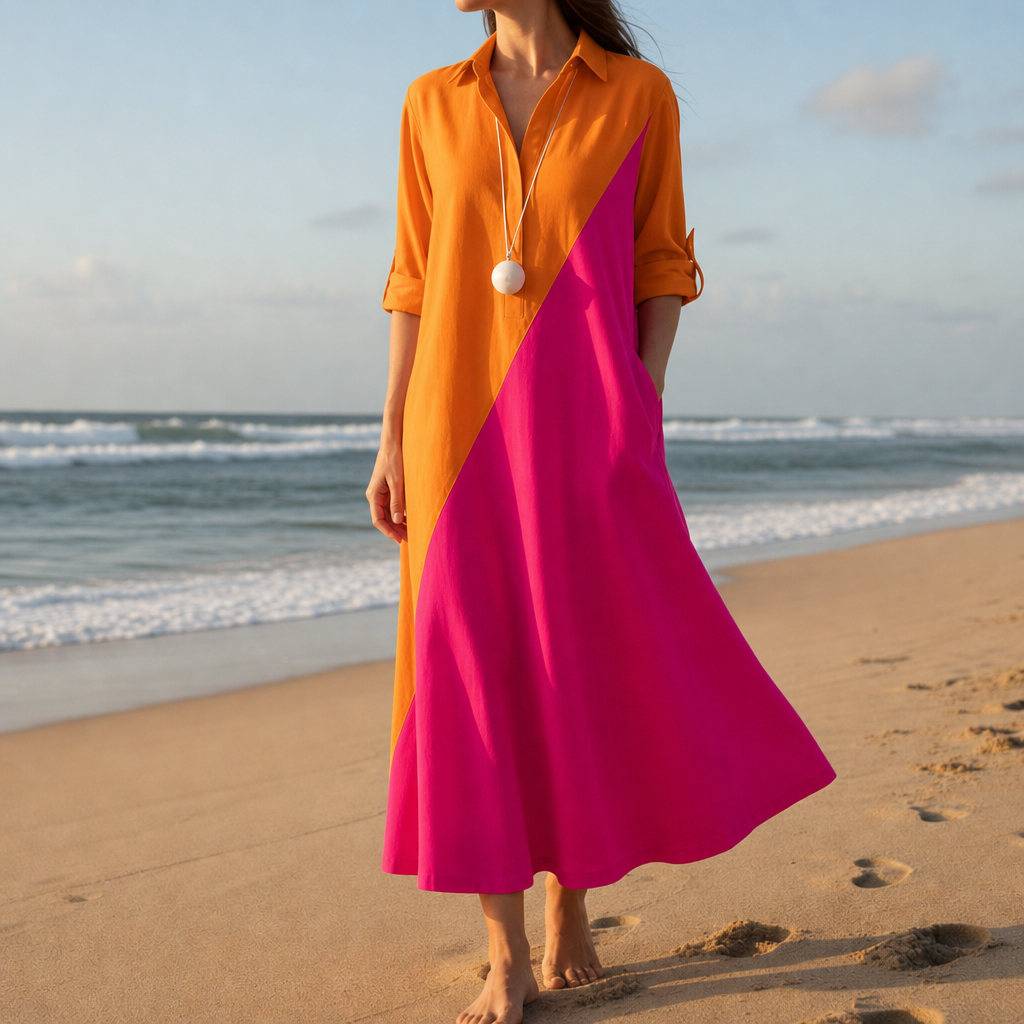 Chianti Colorblock Polo Midi Dress