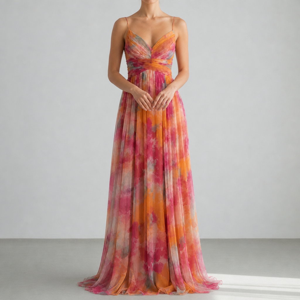 Gaeta Floral Chiffon Maxi Dress