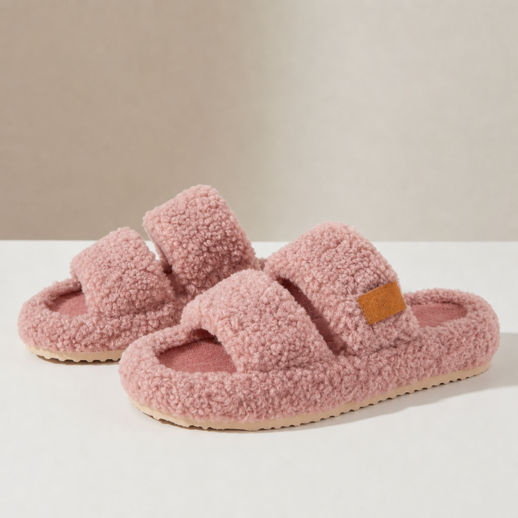 Amarante Sherpa Open-Toe Slippers