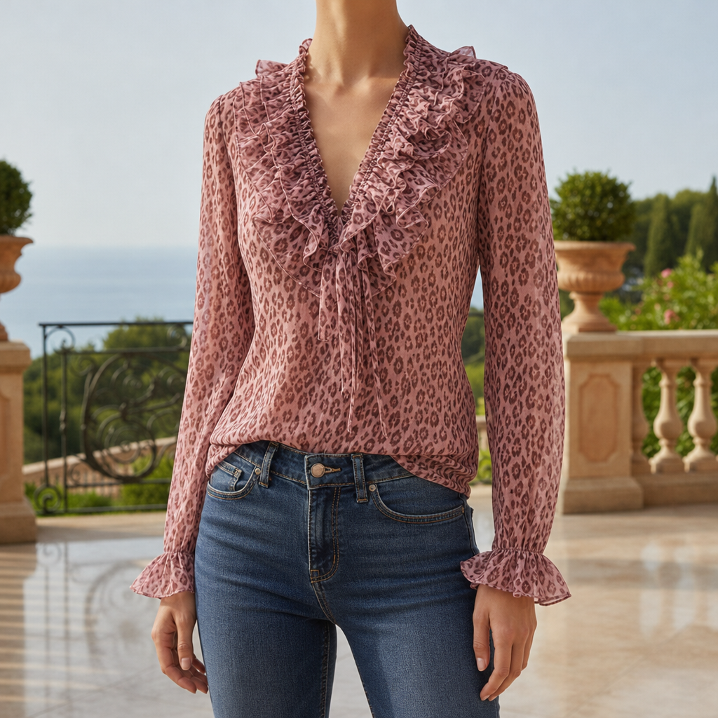 Pienza Ruffle V-Neck Blouse