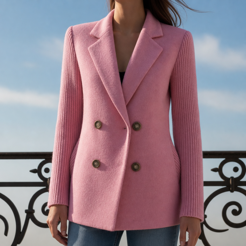 Monemvasia Double-Breasted Contrast Blazer