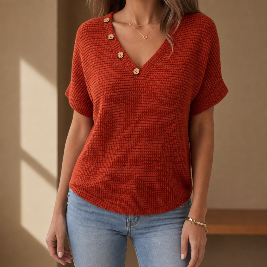 Biot Waffle Knit Button Top