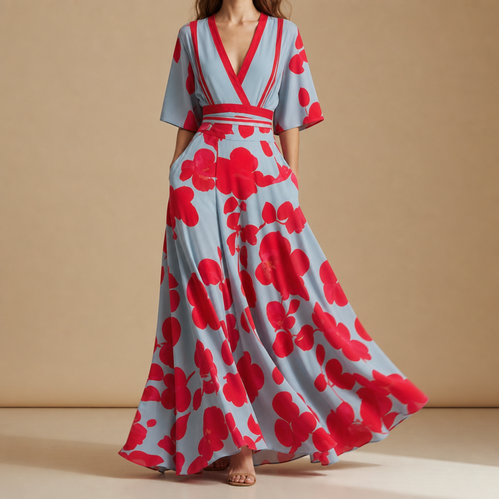 Trento Floral V-Neck Maxi Dress