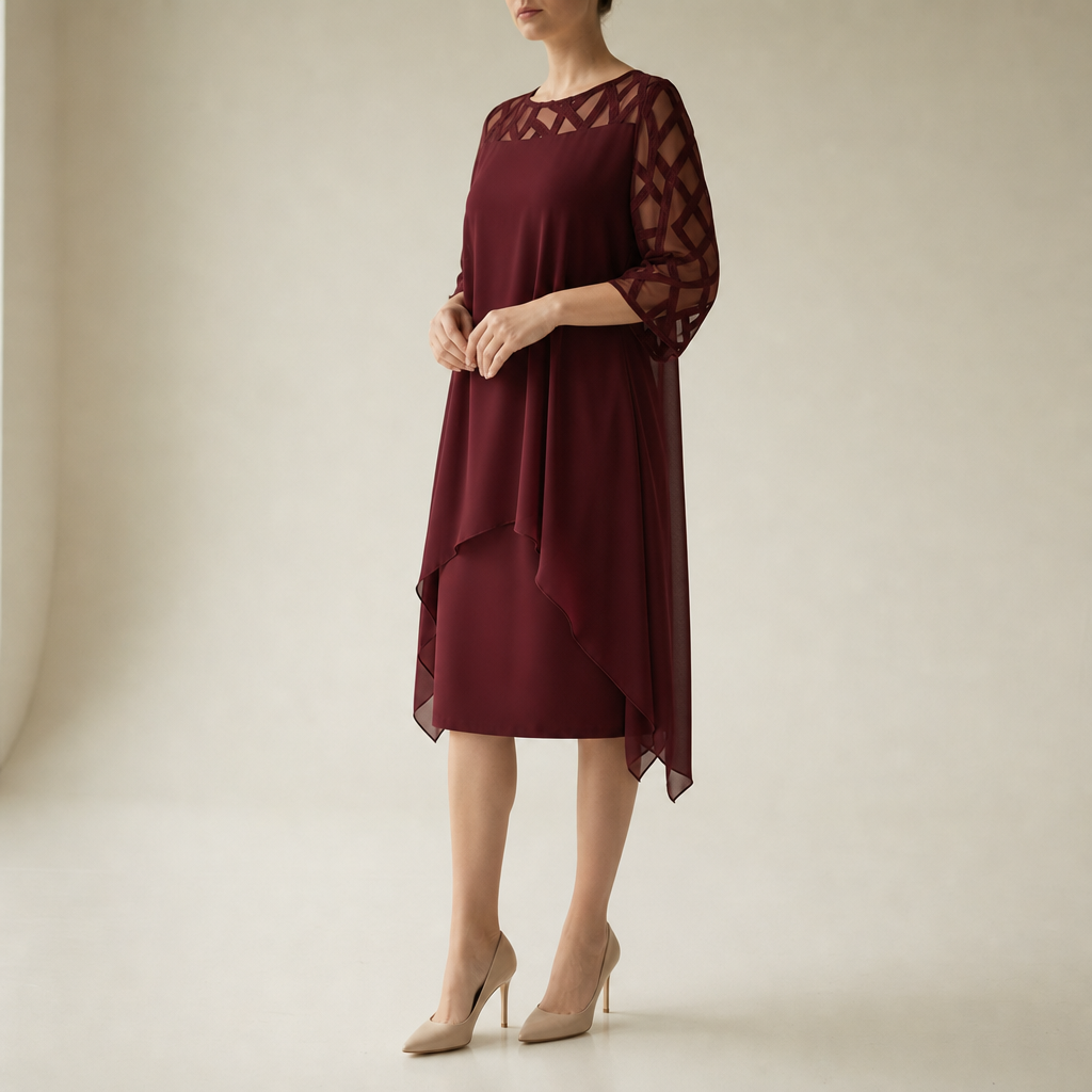 Olhao Lace Overlay Chiffon Dress