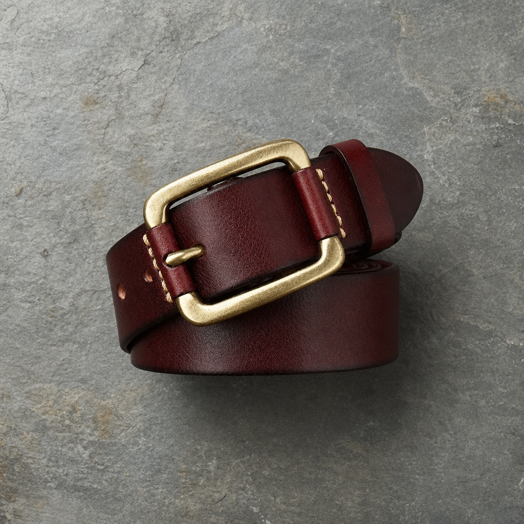Mougins Brass Buckle Leather Belt