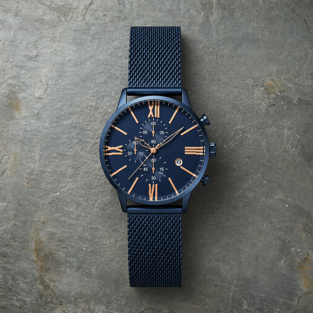 Girona Blue Mesh Chronograph Watch
