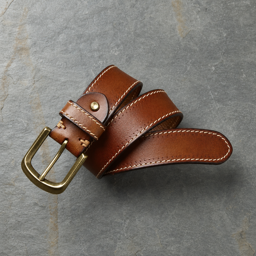 Porto Vecchio Hand-Stitched Leather Belt