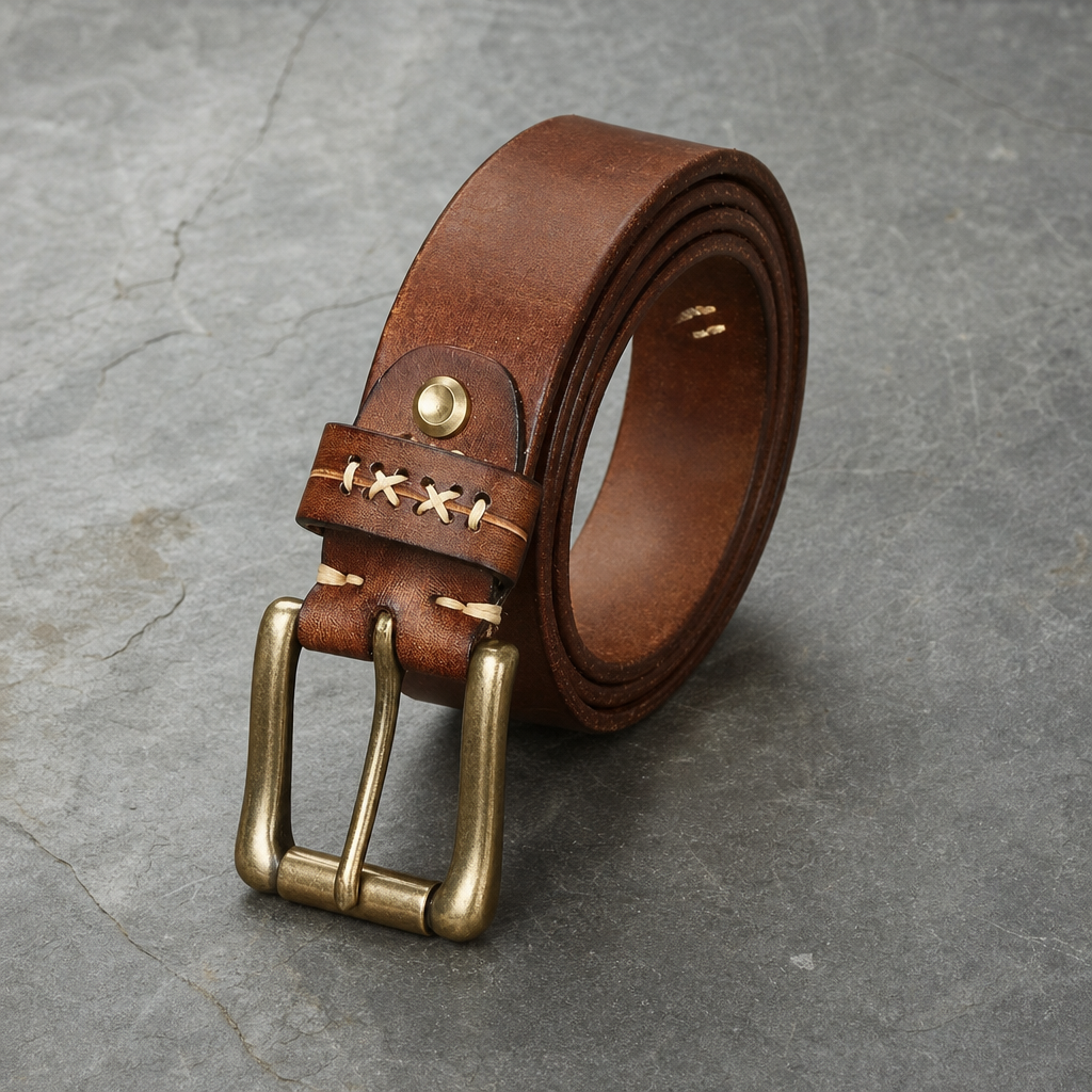 Cassis Hand-Stitched Leather Belt